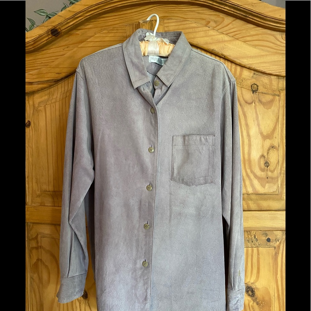 Valerie Stevens Lavender suede shirt jacket 12